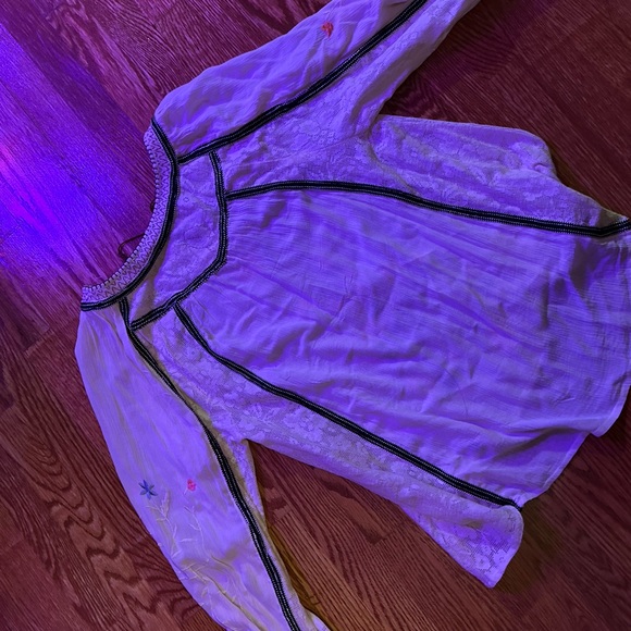 Free People Floral Embroidered Women's Top - Cream M - Picture 3 of 6